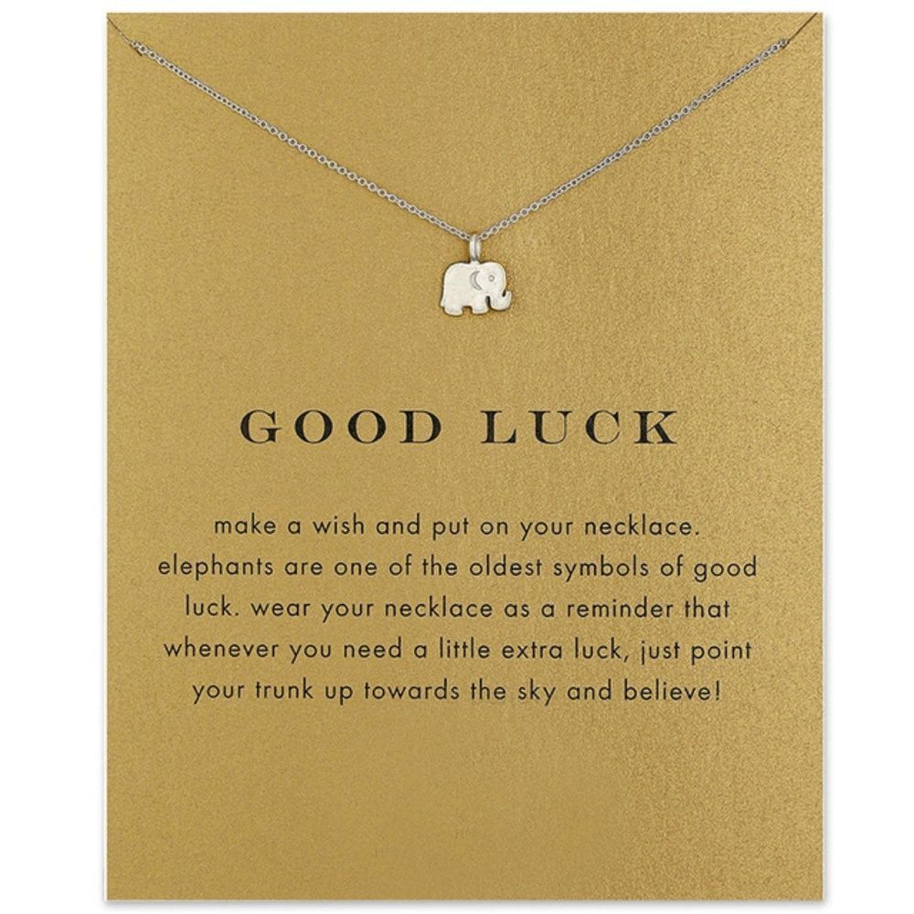 Good Luck Elephant Necklace Silver or Gold Tone